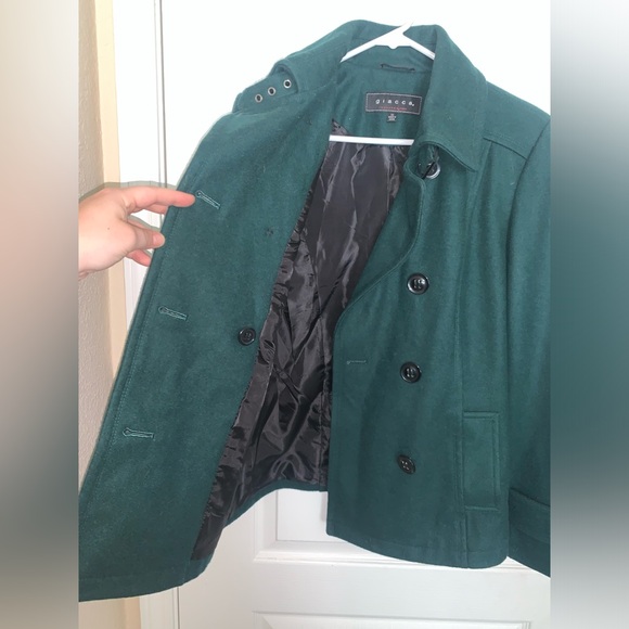 Giacca Women’s Dark Green Wool Winter Pea Coat - Medium - Picture 4 of 11